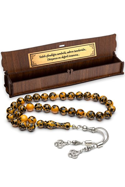 OTTOTESBİH Rozariu Simbol al Domnului Mozaic Pulbere Chihlimbar Rozariu în cutie de lemn