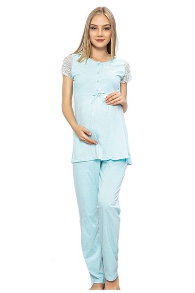 quilling Set pijama de maternitate albastru cu halat