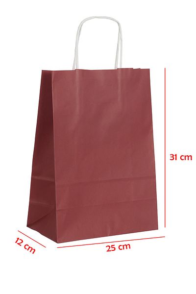 E Elmas Twist Handle Paper Bag Claret Red 25 X 12 X 31 (20 Pieces)