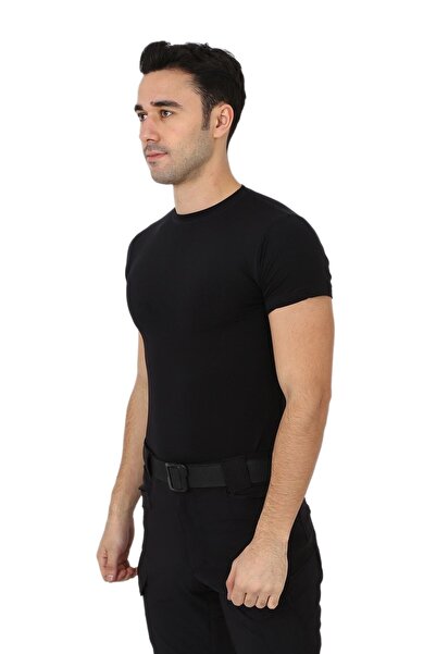 KORDAK Erkek Siyah Microfiber Tişört Kısa Kol Micro Spor Outdoor T Shirt
