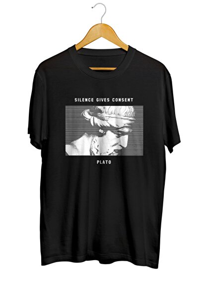 karikatürstore Silence Gives Consent Plato Baskılı Tişört