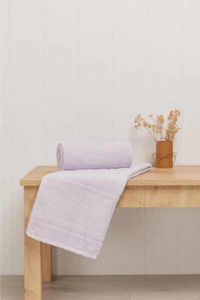 MiniHome Πετσέτα χεριών μονότεμα με σχέδιο ζακάρ 50x90 - Λιλά
