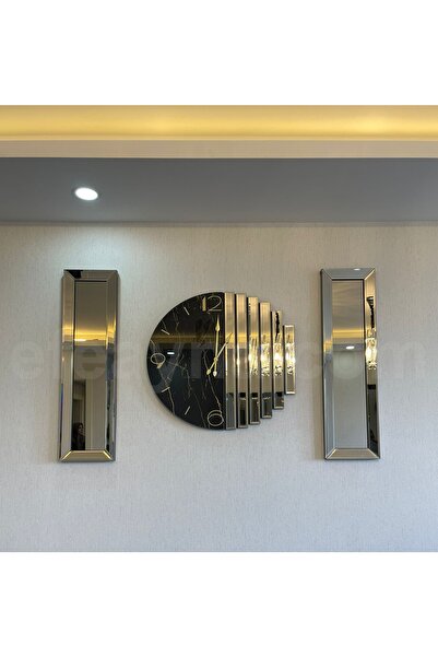 Efe Ayna Ritmik Model Bronz Ayna Duvar Saati Seti