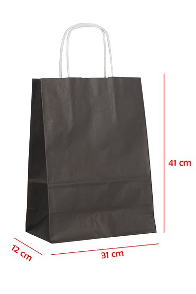 E Elmas Twist Handle Paper Bag Black 31 X 12 X 41 (20 Pieces)