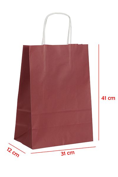 E Elmas Twist Handle Paper Bag Claret Red 31 X 12 X 41 (20 Pieces)
