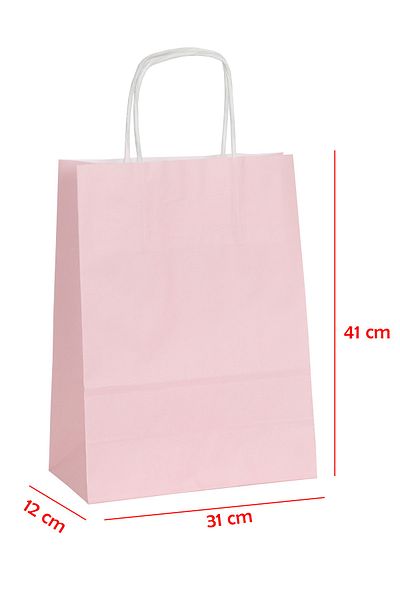 E Elmas Twist Handle Paper Bag Pink 31 X 12 X 41 (20 Pieces)