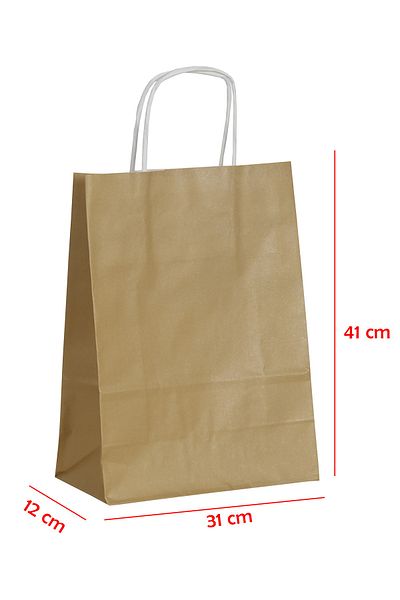 E Elmas Twist Handle Paper Bag Gold 31 X 12 X 41 (20 Pieces)
