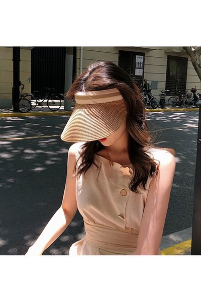 Kardelen Butik Denizli Sunvisor New Fashion Women's Summer Sun Hat (54-58 Cm)