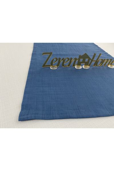 Zeren Home Прямокутний бігунок з ефектом льону 40 X 150, індиго-синій