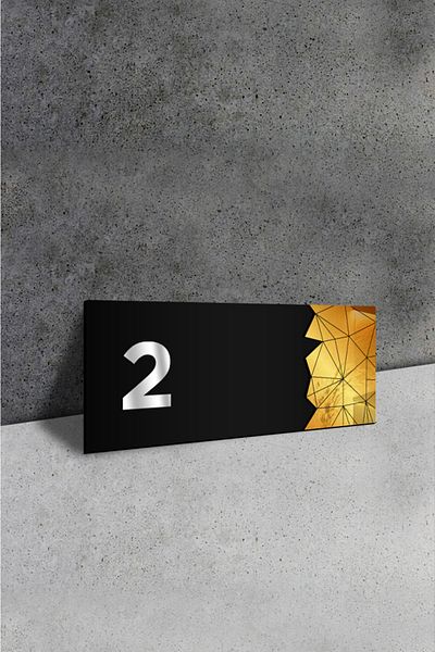 AHWALL Decorative Mirrored Door Number Plexi No: 2, Gold