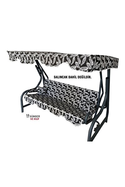 Vip Home Concept 3 Kişilik Salıncak Minder Seti Süngerli Kılıfı Siyah Tüy Bah...
