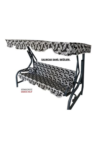 Vip Home Concept 3 Kişilik Salıncak Minder Seti Süngersiz Kılıfı Siyah Tüy Ba...