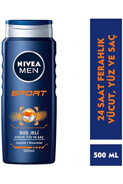 NIVEA Men Saç ve Yüz Ve Vücut Jeli Sport 500 ml