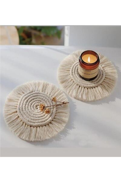 Genel Markalar Tekli Makrome Mum Ve Bardak Altlığı (1 Adet)