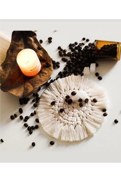 Genel Markalar Tekli Makrome Mum Ve Bardak Altlığı (1 Adet)