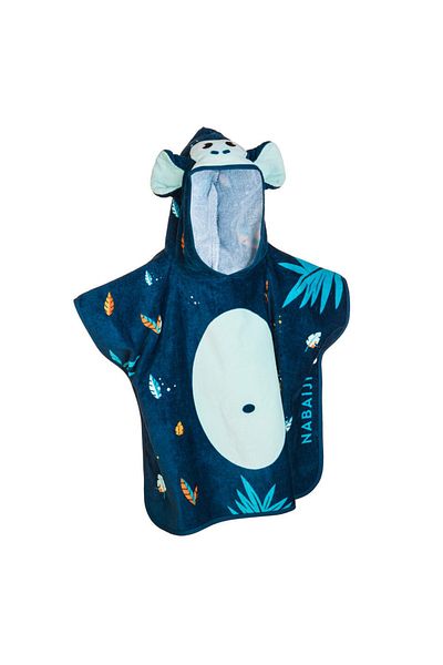 Decathlon Baby Cotton Poncho - Navy Blue / Monkey Pattern - Singe