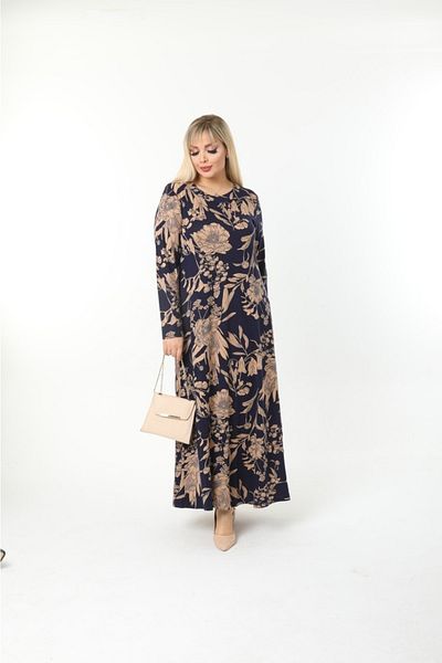 Mami Plus Size Long Sleeve (Suitable for Hijab) Long Viscose Combed Cotton Dress