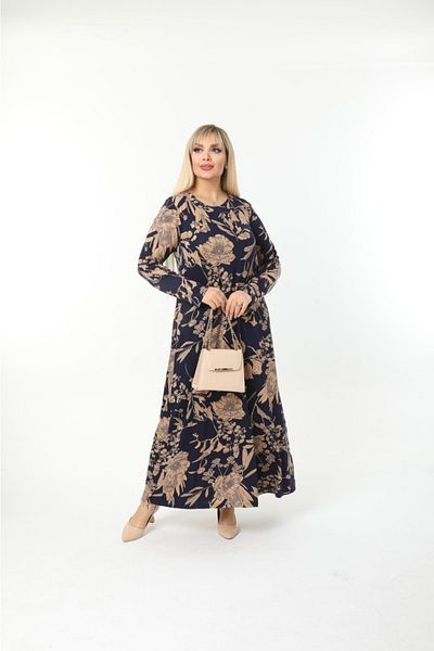 Mami Plus Size Long Sleeve (Suitable for Hijab) Long Viscose Combed Cotton Dress
