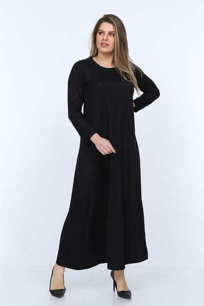 Mami Plus Size Long Sleeve (Suitable for Hijab) Long Viscose Combed Cotton Dress