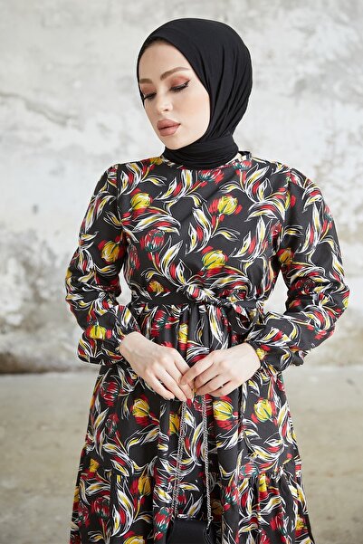 InStyle Фелара Сукня з квітковим візерунком чорна