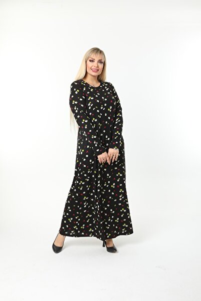 Mami Plus Size Long Sleeve (Suitable for Hijab) Long Viscose Combed Cotton Dress