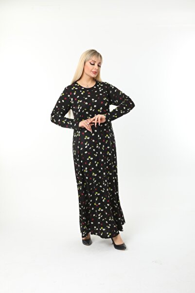 Mami Plus Size Long Sleeve (Suitable for Hijab) Long Viscose Combed Cotton Dress