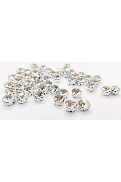 yiğit aksesuar 8 Mm Case Planted Glass Stone Crystal Cut White 100 Pieces