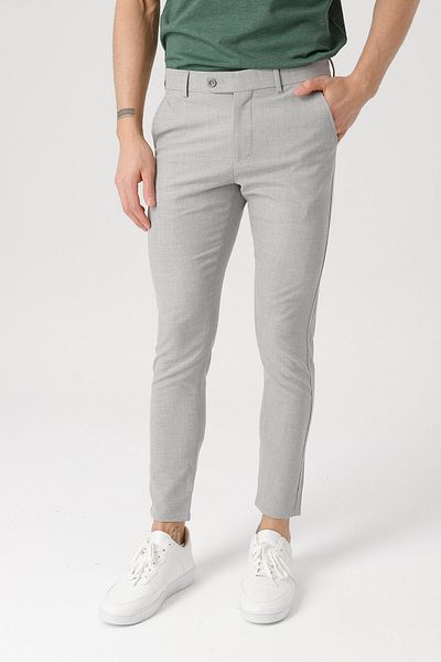 Gambocci Men's Gray Slim Fit Casual Stretch Fabric Trousers
