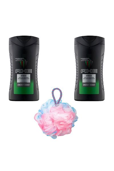 Axe Africa 250ml Gel Shower and Bath Loofah Set of 3