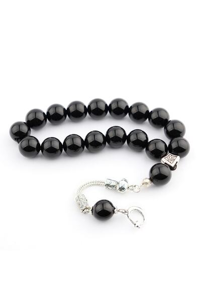 PİGADO 17 τεμάχια Efe Tesbihi από φυσική πέτρα μαύρος όνυχας 12 χιλιοστών