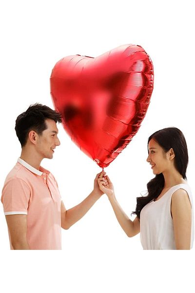 Parti dolabı 10 Red Foil Heart Balloons 60 cm Flying with Helium