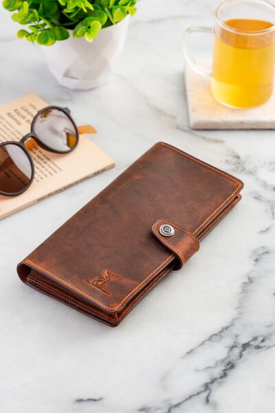 Conceria Pelle Genuine Leather Italian Model Long Wallet & Phone Holder