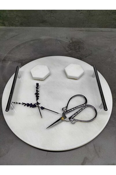 Modestmar Doğal Mermer Nişan / Söz Tepsisi Yuvarlak - Yüzük Yükselticisi Ve M...