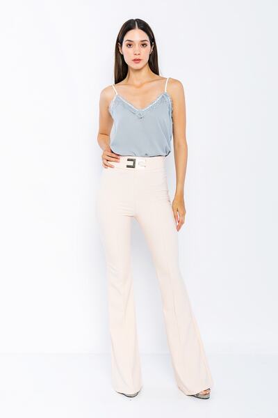 Luppio Yüksek Bel Tokalı Ispanyol Paça Pantolon