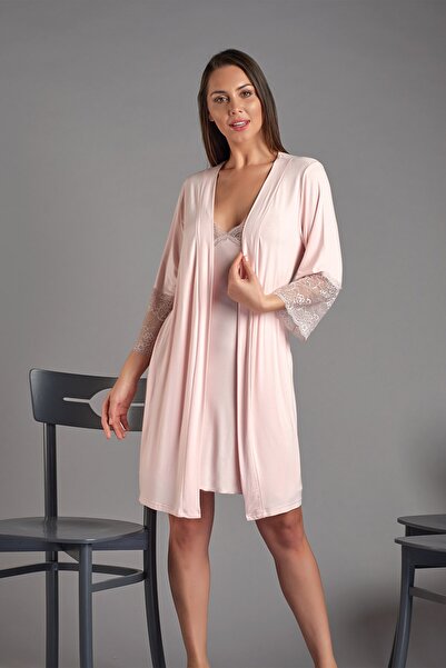 Sevim 11367 Dantelli Kadın Sabahlık Takım