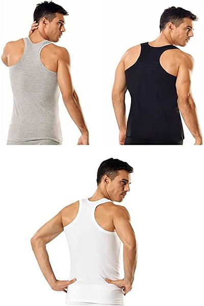 A&K ZÜMRA Men's Cotton Ribbed Athlete Undershirt 3 Pack Mixed