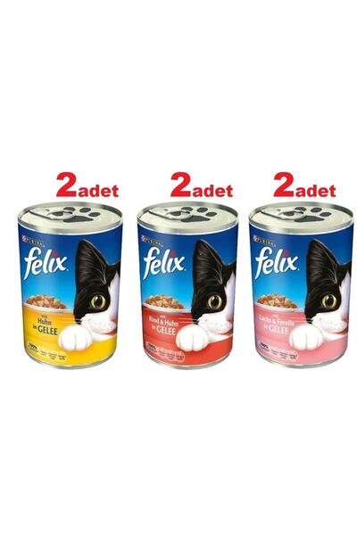 FELIX 3 Çeşit Felix Karışık Konserve Yetişkin Maması 6 X 400 gr
