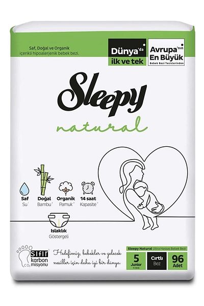 Sleepy Natural Baby Diapers Junior 5 No 96 pcs