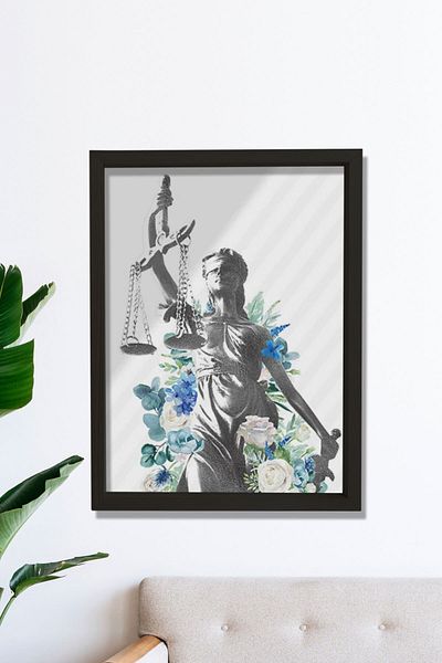 Dekor Loft Lady Justice Art, Cadou pentru avocat, Decor de perete pentru biroul de justiție