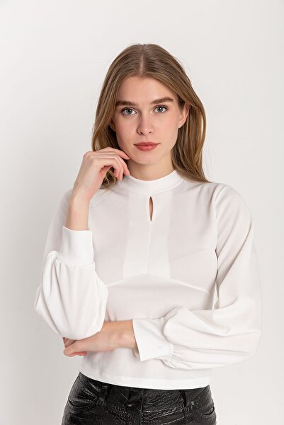 HAKKE Damla Balon Kol Krep Bluz