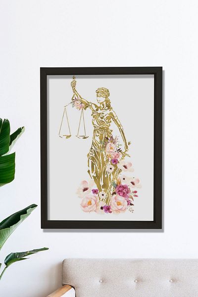 Dekor Loft Imprimare artistică avocat, artă avocat cu flori, artă judecătorie, decor biroul de justiție