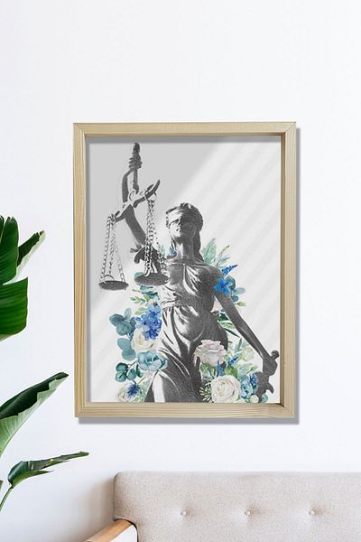 Dekor Loft Lady Justice Art, Cadou pentru avocat, Decor de perete pentru biroul de justiție