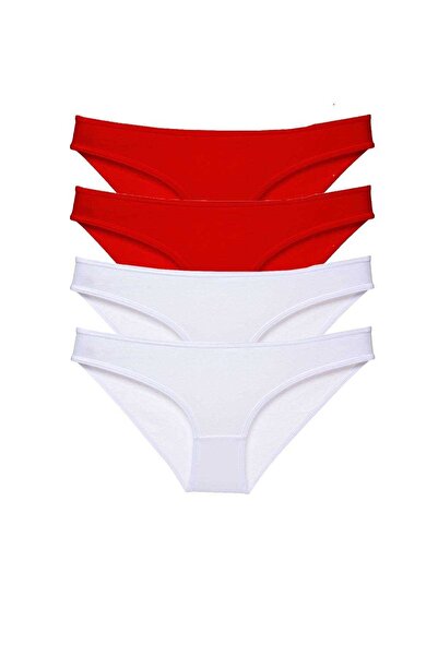 Royaleks 4 Pieces Super Eco Set Lycra Women's Slip Panties Red White (With Ea...