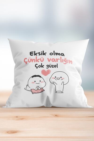 WixelArt Eksik Olma Çünkü Varlığın Çok Güzel Baskılı Yastık