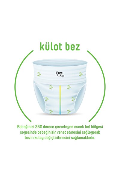 Pure Baby Organik Bambu Özlü Külot Bez 4'Lü Paket 4 Numara Maxi 192 Adet
