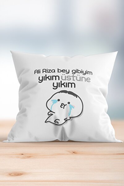 WixelArt Ali Rıza Bey Gibiyim Yıkım Üstüne Yıkım Baskılı Yastık