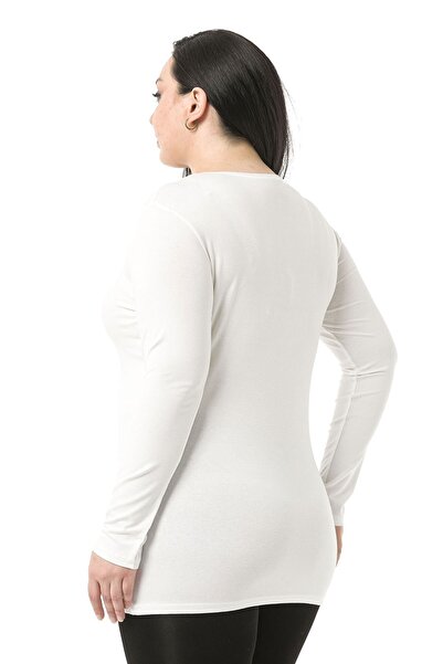 DISENTIS MODEST Large Size Crew Neck Long Sleeve Viscose Ecru Body