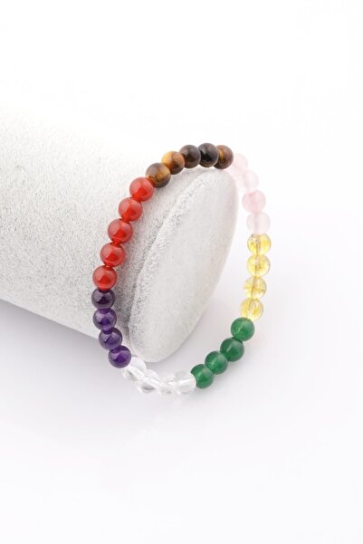 NO NAME 6 Mm Globe Cut Chakra Natural Stone Bracelet