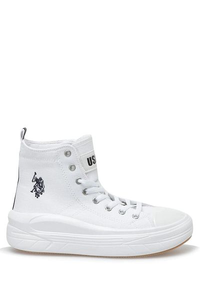 U.S. Polo Assn. Cizme sport din material textil Polo Clementine Tex 2fx din SUA, cu dungi pe spate și cremă scrisă