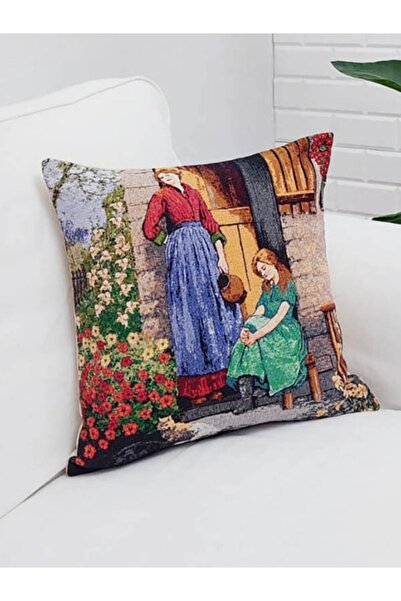 Goblen Dokuma Kırlent Kılıfı Gün Buketi 43x43cm